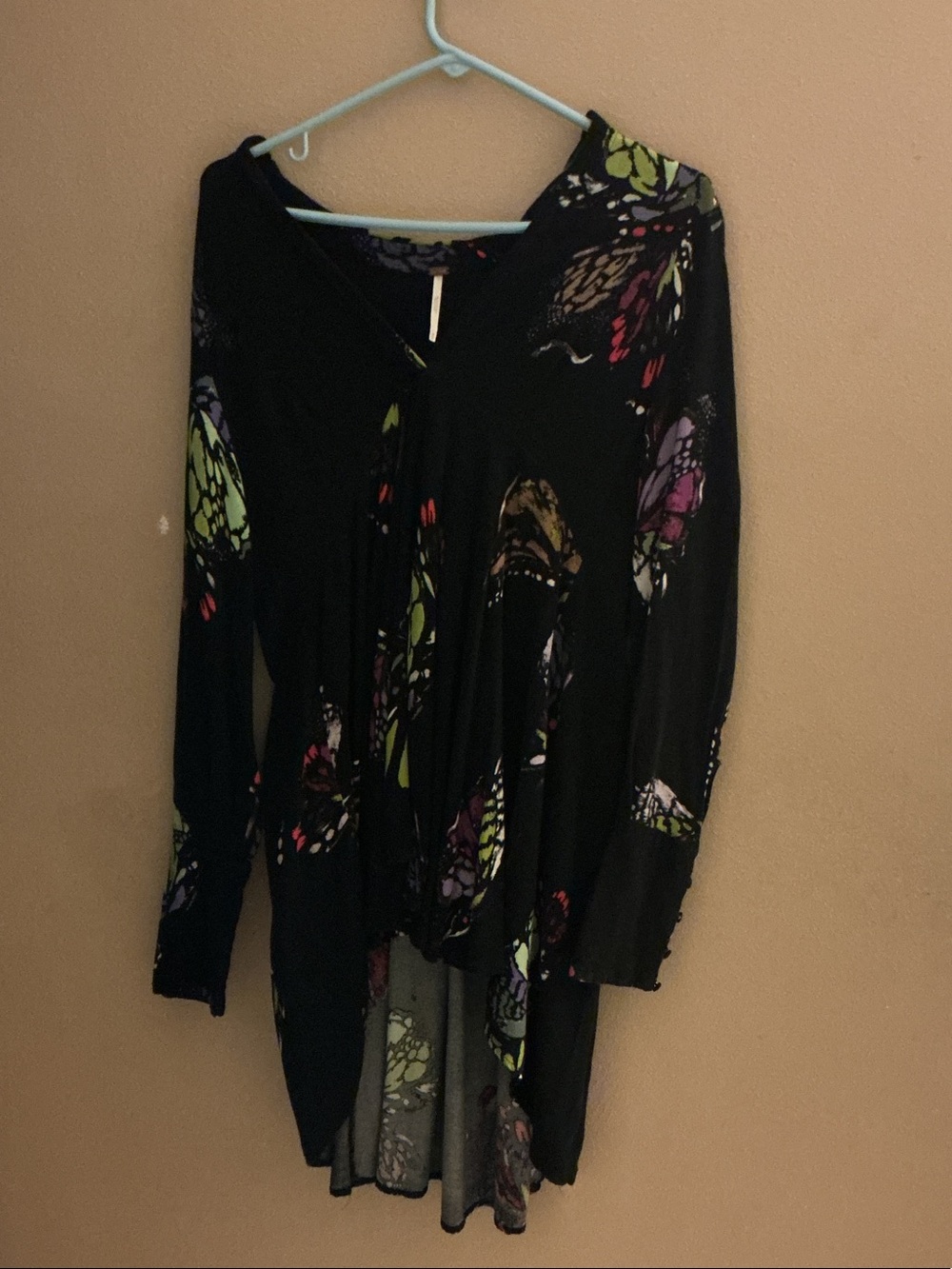 Free People Black Floral-Accent Tunic Top